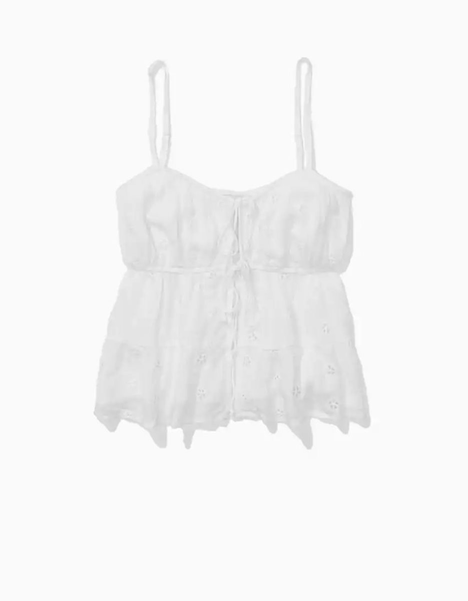 Chemises American Eagle AE Tie-Front Cami Blanche Femme | PBX-16952403